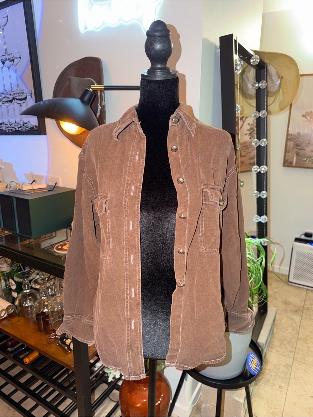 Vintage Chocolate Brown Corduroy Women’s Shirt Jacket